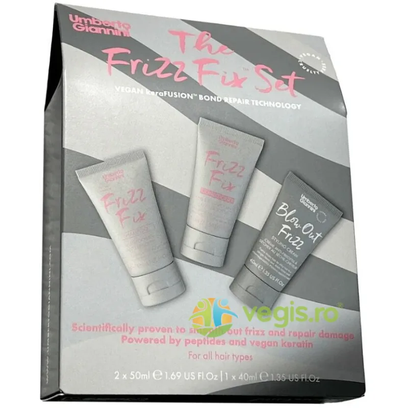 Set pentru Par cu Efect Antistatic Travel Size The Frizz Fix 50ml+50ml+40ml UMBERTO GIANNINI — preț și oferte