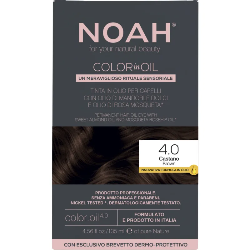 Vopsea de Par Permanenta pe Baza de Ulei fara Amoniac 4.0 Saten (Brown) 135ml NOAH — preț și oferte