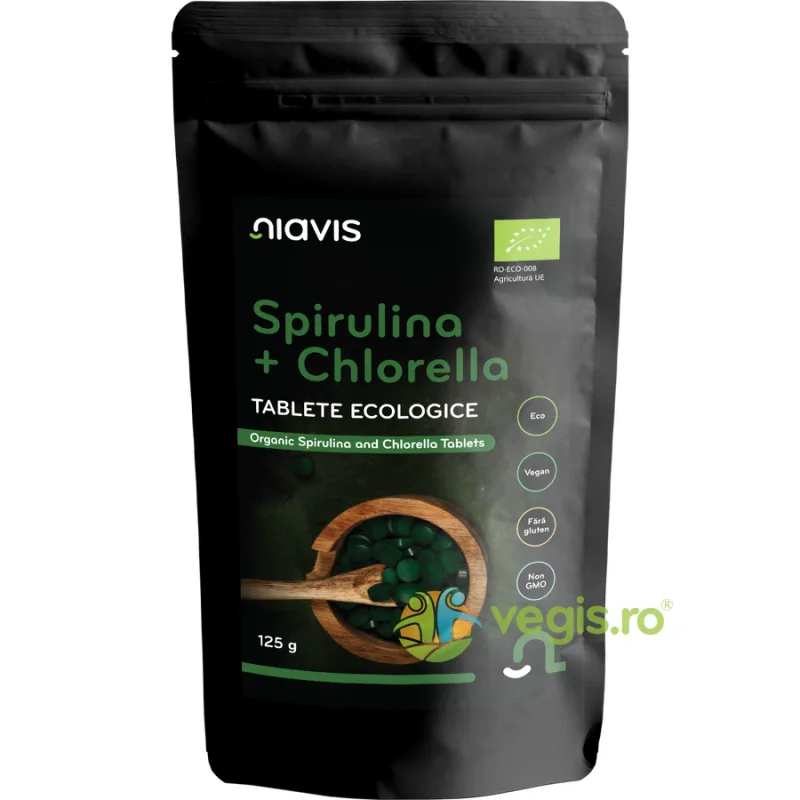 Spirulina + Chlorella Tablete fara Gluten Ecologice/Bio 125g NIAVIS — preț și oferte