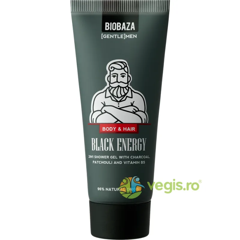 Gel de Dus si Sampon 2 in 1 cu Ulei de Patchouli, Carbune si Vitamina B5 Black Energy 30ml BIOBAZA — preț și oferte