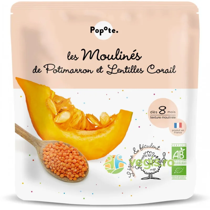 Mancare cu 55% Dovleac si Linte Rosie +8 Luni Ecologica/Bio 180g POPOTE — preț și oferte