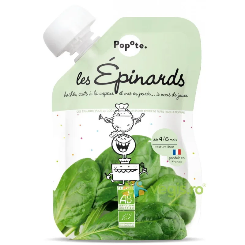 Piure cu 39% Spanac +4/6 Luni Ecologic/Bio 120g POPOTE — preț și oferte