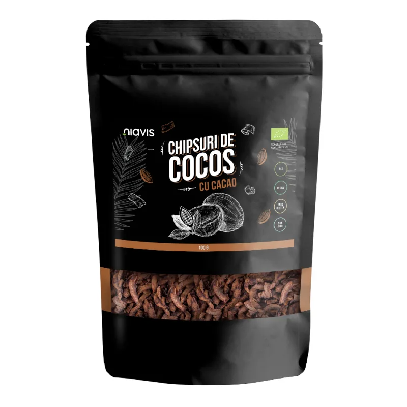 Chipsuri de cocos cu cacao, 100g, Niavis — preț și oferte