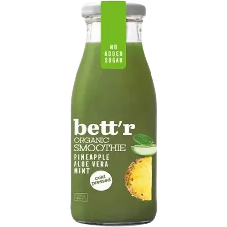 Smoothie cu Ananas, Aloe si Menta fara Zahar Adaugat Ecologic/Bio 250ml BETTR — preț și oferte
