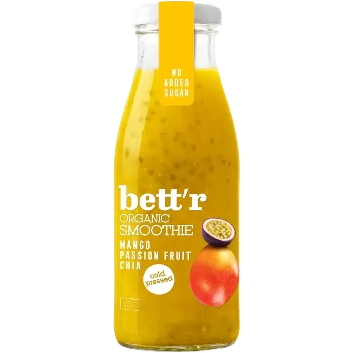Smoothie cu Mango, Fructul Pasiunii si Chia fara Zahar Adaugat Ecologic/Bio 250ml BETTR — preț și oferte