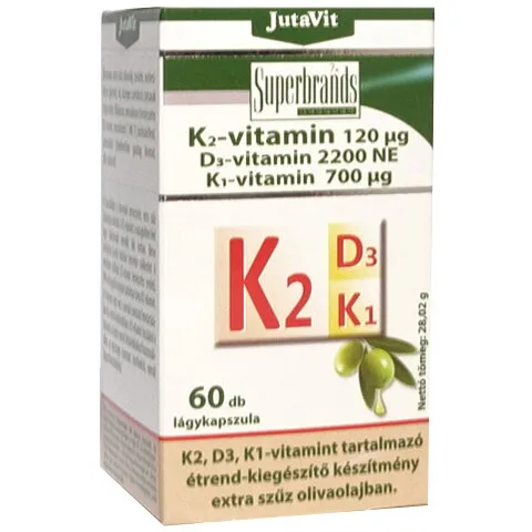 Vitamina K2 120µg + Vitamina D3 2200 NE + Vitamina K1 700µg 60cps moi JUTAVIT — preț și oferte