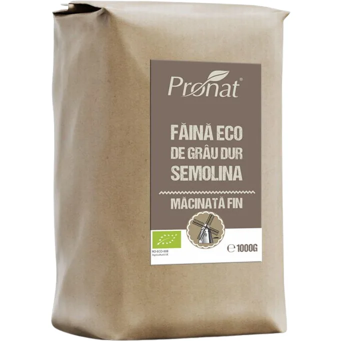 Faina de Grau Dur Macinata Fin Semolina Ecologica/Bio 1kg PRONAT — preț și oferte