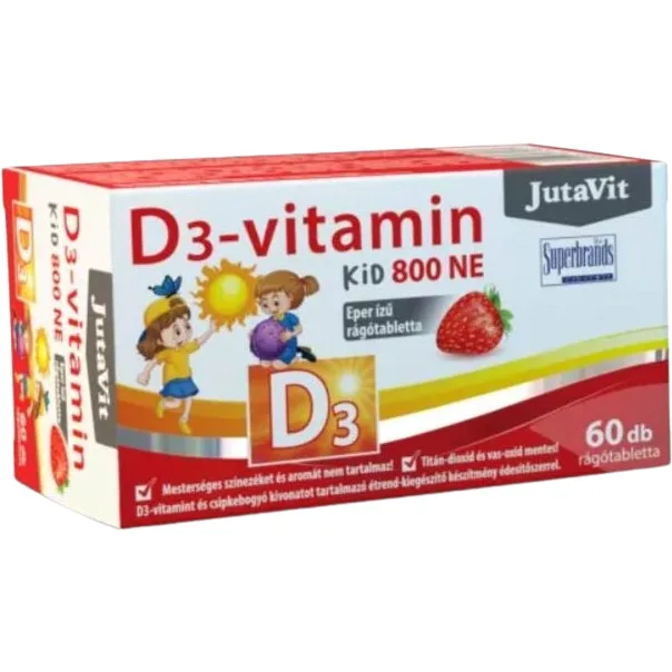 Vitamina D 800NE pentru Copii cu Aroma de Capsuni 60tb masticabile JUTAVIT — preț și oferte