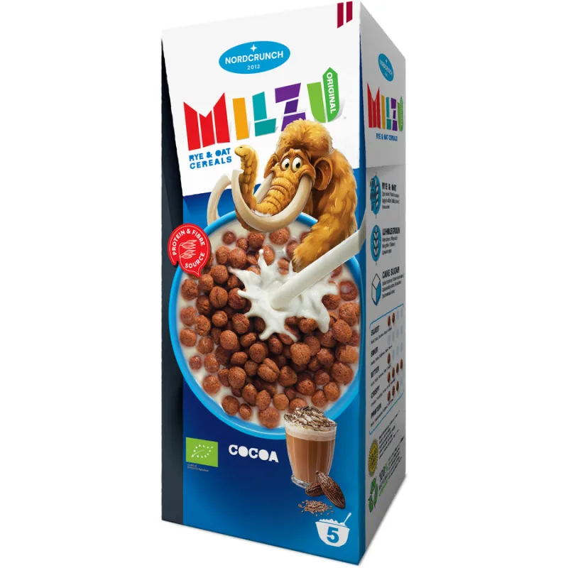 Cereale Bilute din Secara si Ovaz cu Cacao Ecologice/Bio 150g, Milzu Original NORDCRUNCH — preț și oferte