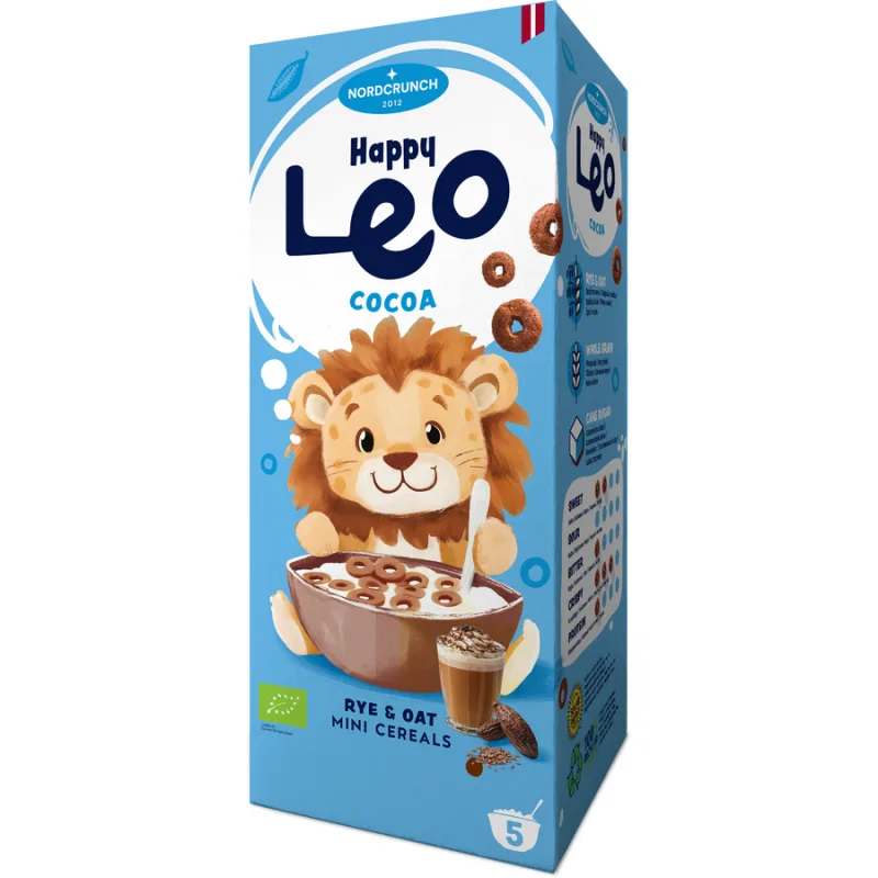 Cereale din Secara si Ovaz cu Cacao Happy Leo Ecologice/Bio 150g NORDCRUNCH — preț și oferte