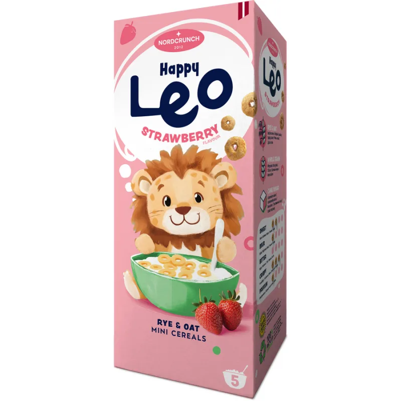Cereale din Secara si Ovaz cu Capsuni Happy Leo 150g NORDCRUNCH — preț și oferte