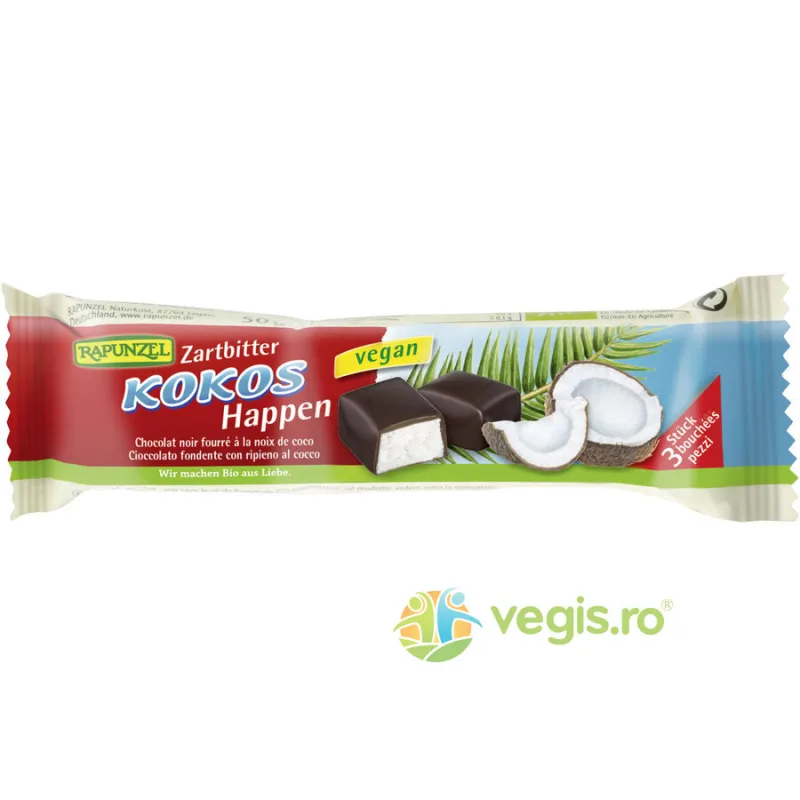 Baton Vegan De Cocos Cu Glazura Amaruie Ecologic/Bio 50g Rapunzel — preț și oferte