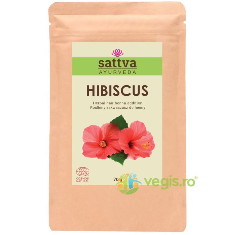 Pudra de Hibiscus - Aditiv Vopsea de Par Henna Rosu Purpuriu 70g Sattva Ayurveda — preț și oferte