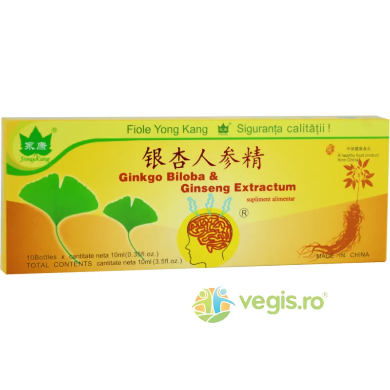 Ginkgo Biloba + Ginseng 10fiole*10ml YONG KANG — preț și oferte