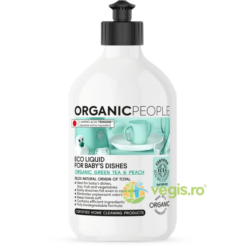 Lichid de Spalat Vasele Bebelusilor cu Ceai Verde si Piersica Bio 500ml ORGANIC PEOPLE — preț și oferte