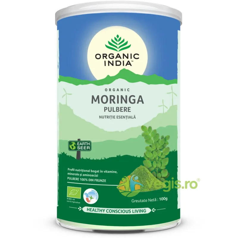 Moringa Pudra Ecologica/Bio 100g ORGANIC INDIA — preț și oferte