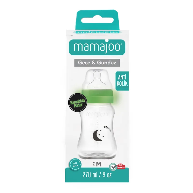 Biberon Night&Day, tetina anti-colici nr.2/M, 270 ml, 1 bucata, Mamajoo — preț și oferte