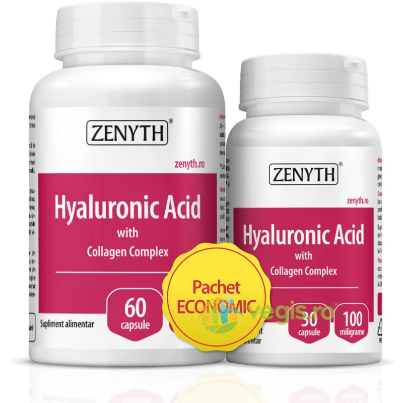 Pachet Acid Hialuronic cu Collagen Complex 60cps+30cps Zenyth — preț și oferte