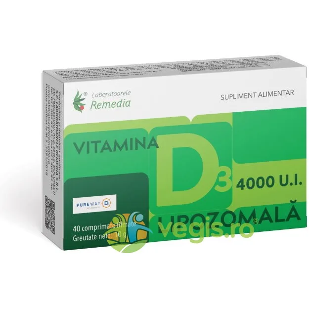 Vitamina D3 4000UI Lipozomala 40cpr REMEDIA — preț și oferte