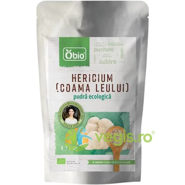 Pudra de Hericium (Coama Leului) Ecologica/Bio 60g OBio — preț și oferte