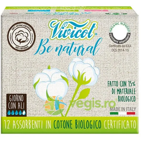 Absorbante de Zi Ultra Subtiri din Bumbac Organic 4 Picaturi Be Natural 12buc VIVICOT — preț și oferte