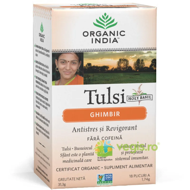 Ceai Tulsi cu Ghimbir Ecologic/Bio 18pl ORGANIC INDIA — preț și oferte