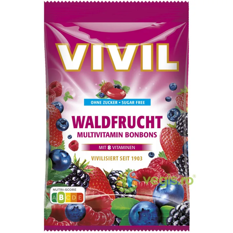 Bomboane cu Fructe de Padure si Multivitamine fara Zahar 60g VIVIL — preț și oferte