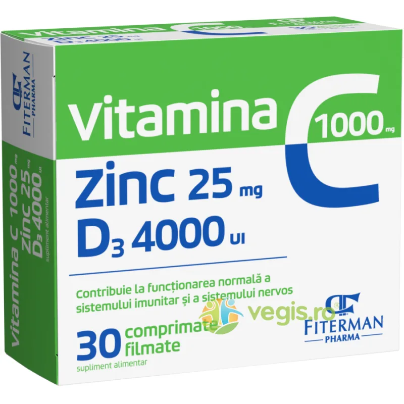 Vitamina C + Zinc +D3 4000UI 30cpr FITERMAN PHARMA — preț și oferte