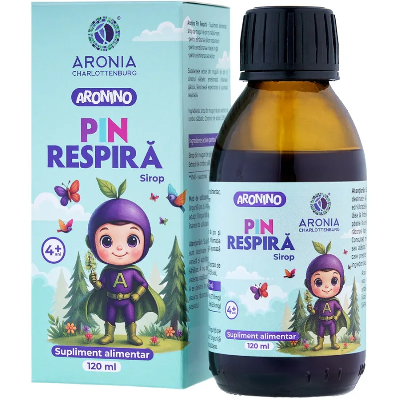 Sirop pentru Copii Impotriva Tusei, Durerilor de Gat si Respiratiei Ingreunate Aronino Pin Respira 120ml ARONIA CHARLOTTENBURG — preț și oferte