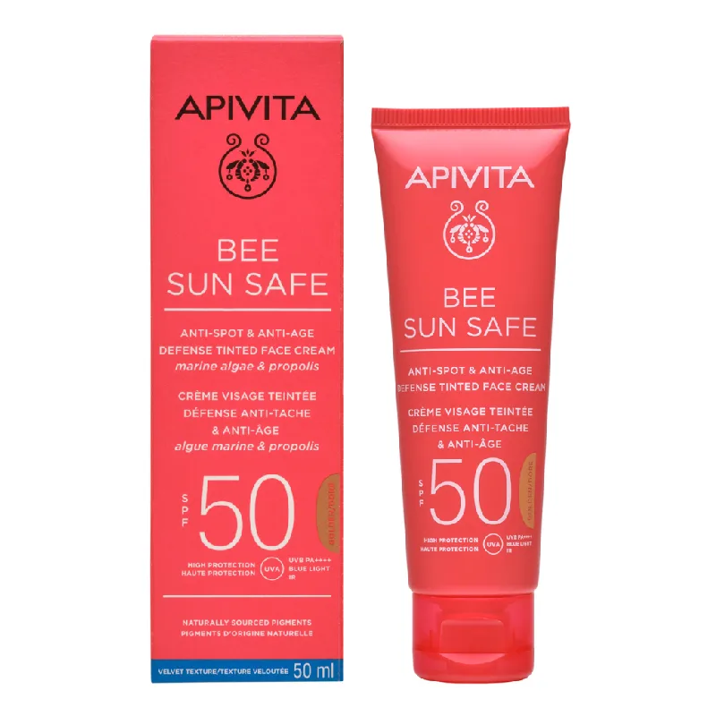 Crema protectie solara coloranta anti-pete Gold, SPF50 Bee Sun Safe, 50 ml, Apivita — preț și oferte