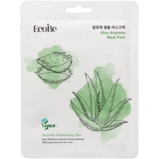 Masca Faciala Coreeana Hidratare Intensa si Calmare Instantanee pentru Ten Iritat sau Uscat cu Aloe Vera 1buc ECOBE — preț și oferte
