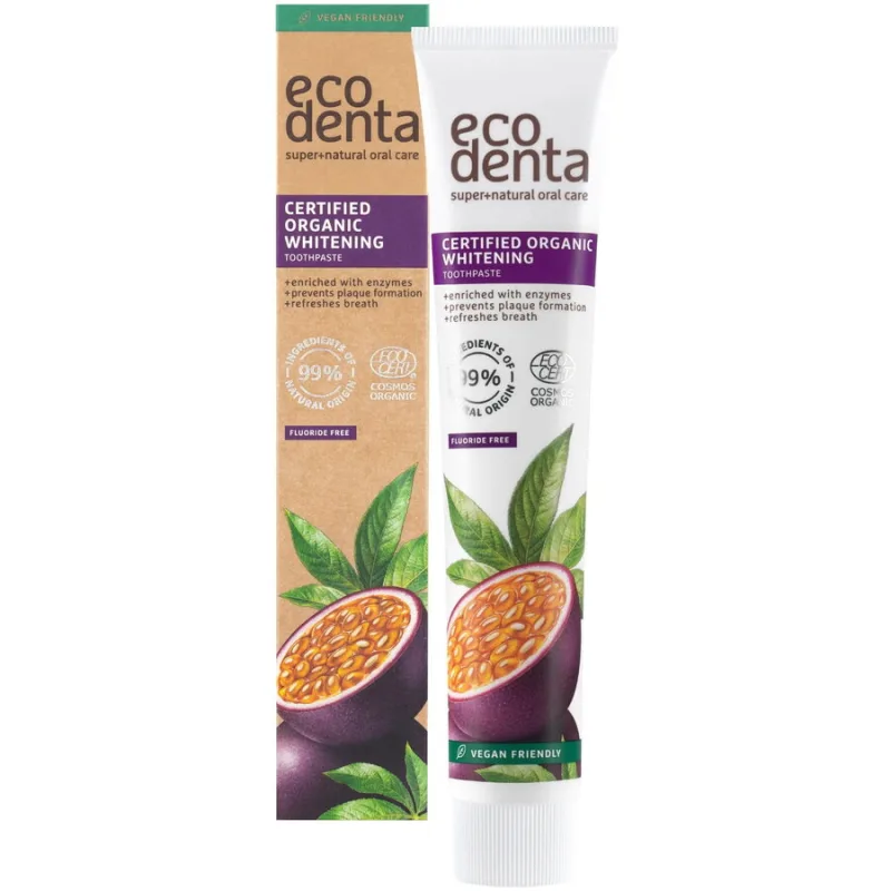 Pasta de Dinti pentru Albire cu Enzime si Aroma de Fructul Pasiunii Bio 75ml ECODENTA — preț și oferte
