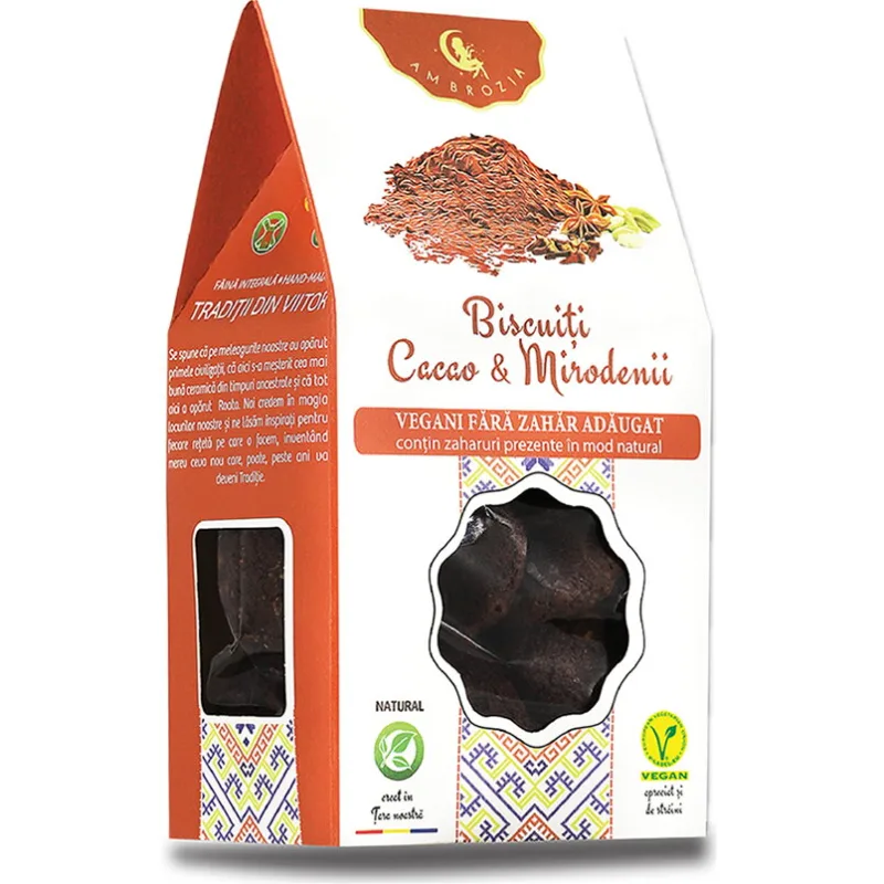 Biscuiti cu Cacao si Mirodenii fara Zahar Adaugat 130g AMBROZIA — preț și oferte