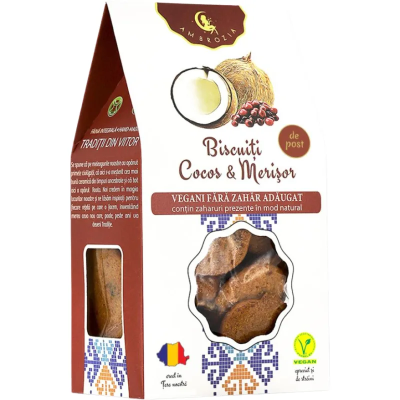 Biscuiti cu Cocos si Merisor fara Zahar Adaugat 130g AMBROZIA — preț și oferte