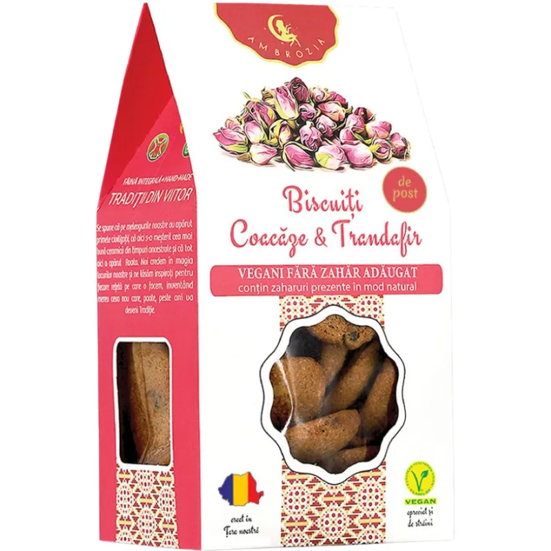 Biscuiti cu Coacaze si Trandafiri fara Zahar Adaugat 130g AMBROZIA — preț și oferte