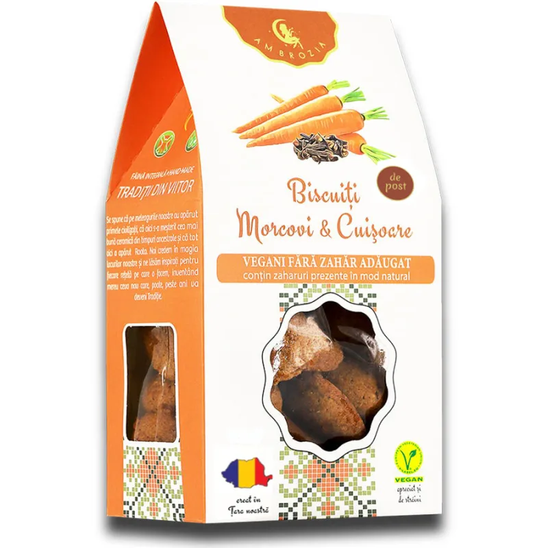 Biscuiti cu Morcovi si Cuisoare fara Zahar Adaugat 130g AMBROZIA — preț și oferte