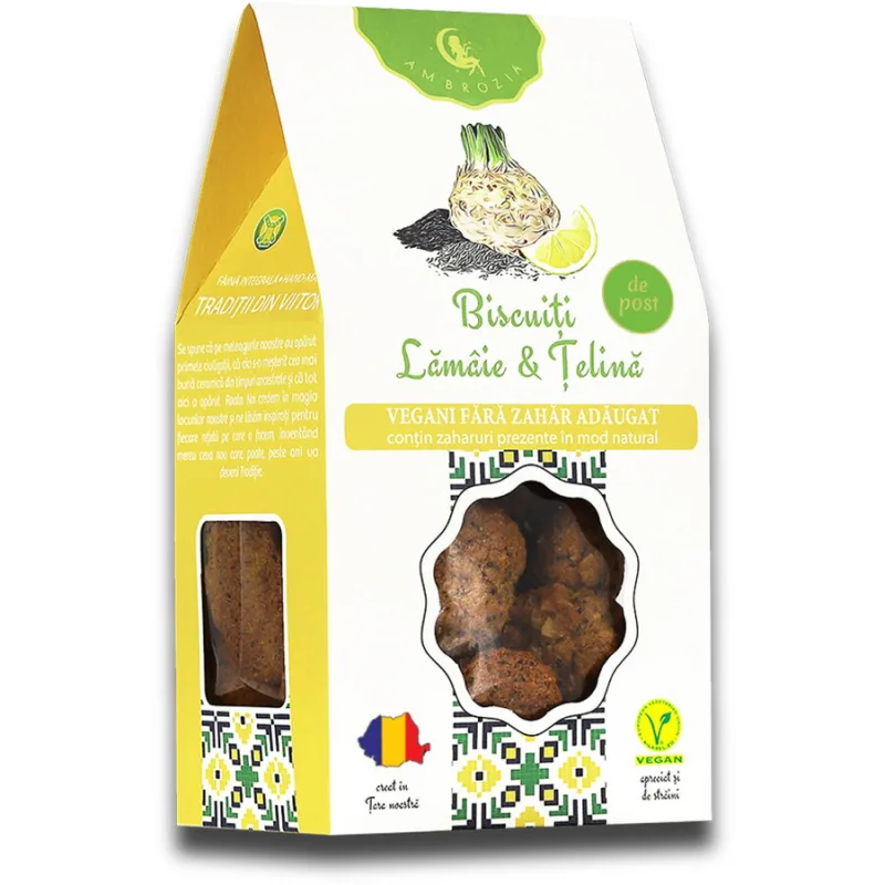 Biscuiti cu Lamaie si Telina fara Zahar Adaugat 130g AMBROZIA — preț și oferte