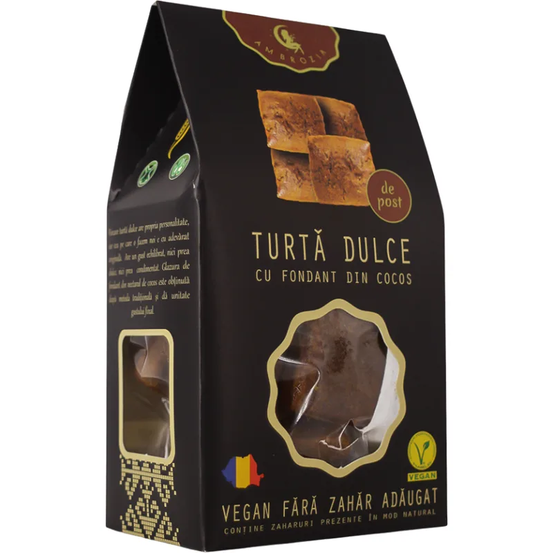 Turta Dulce cu Fondant din Cocos fara Zahar Adaugat 130g AMBROZIA — preț și oferte