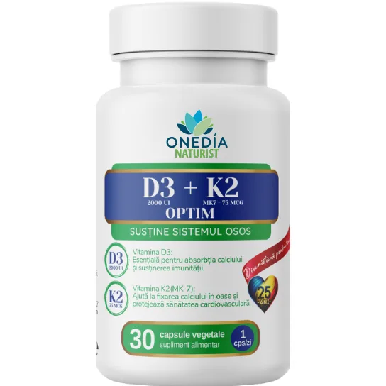 Vitamina D3 + K2 Forte 30cps vegetale Onedia — preț și oferte