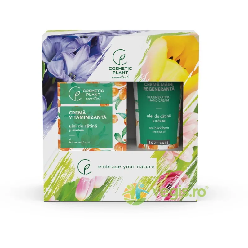 Set Essential cu Ulei de Catina si Masline (Crema Vitaminizanta de Zi 50ml + Crema de Maini Regeneranta 100ml) COSMETIC PLANT — preț și oferte