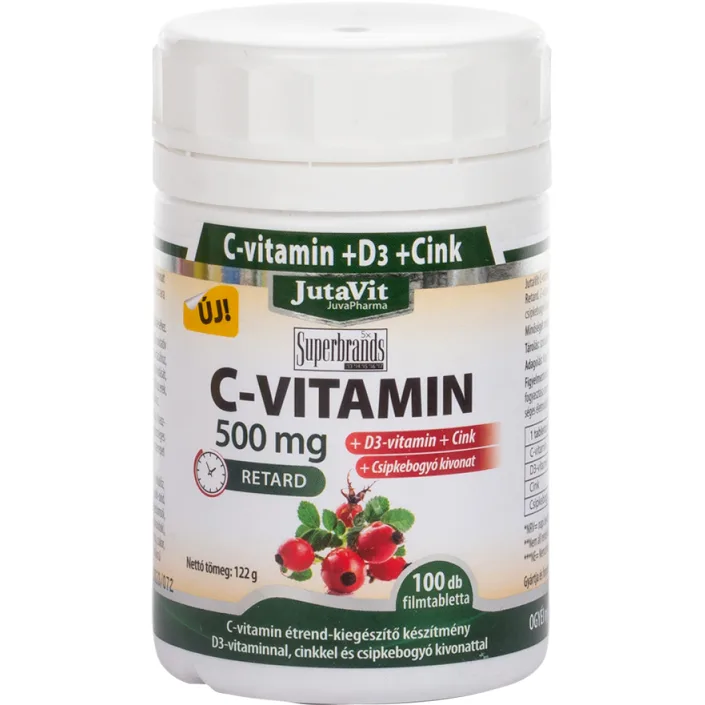 Vitamina C 500mg + Magneziu + D3 + Zinc + Extract de Macese Retard 100tb JUTAVIT — preț și oferte