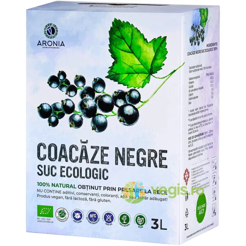 Suc de Coacaze Negre Ecologic/Bio 3L ARONIA CHARLOTTENBURG — preț și oferte