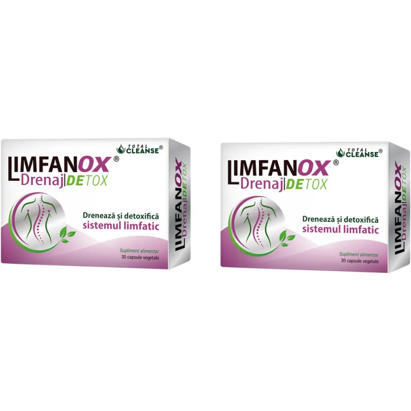 Pachet Limfanox Drenaj Detox 750mg 30cps + 30cps COSMO PHARM — preț și oferte