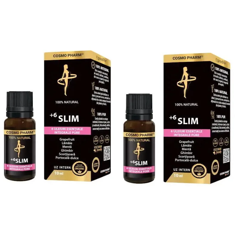 Pachet 6Slim Mix de Uleiuri Esentiale (Grapefruit, Lamaie, Menta, Ghimbir, Scortisoara, Portocala) 10ml + 10ml COSMO PHARM — preț și oferte