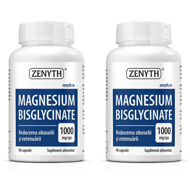 Pachet Magnesium Bisglycinate (Magneziu Bisglicinat) 90cps + 90cps Zenyth — preț și oferte