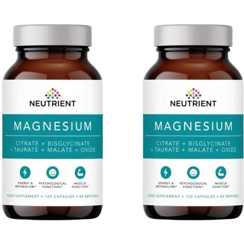 Pachet Magnesium (Magneziu) Taurate + Bisglycinate + Citrate + Malate + Oxide 120cps + 120 cps NEUTRIENT — preț și oferte