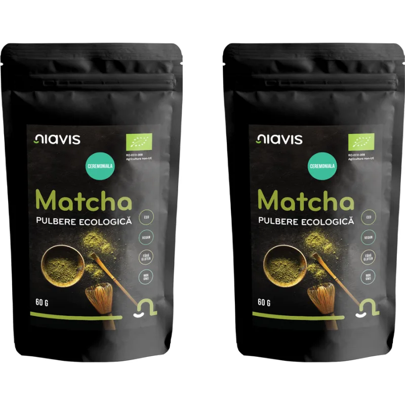 Pachet Matcha Ceremoniala Pulbere Ecologica/Bio 60g + 60g NIAVIS — preț și oferte