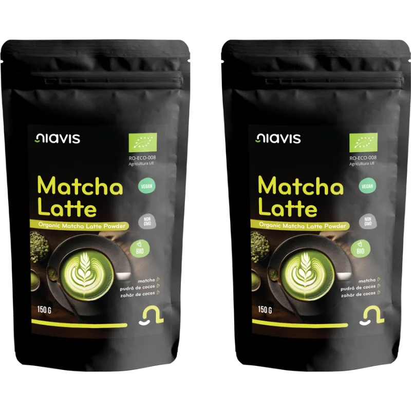 Pachet Matcha Latte Pulbere Ecologica/Bio 150g + 150g NIAVIS — preț și oferte
