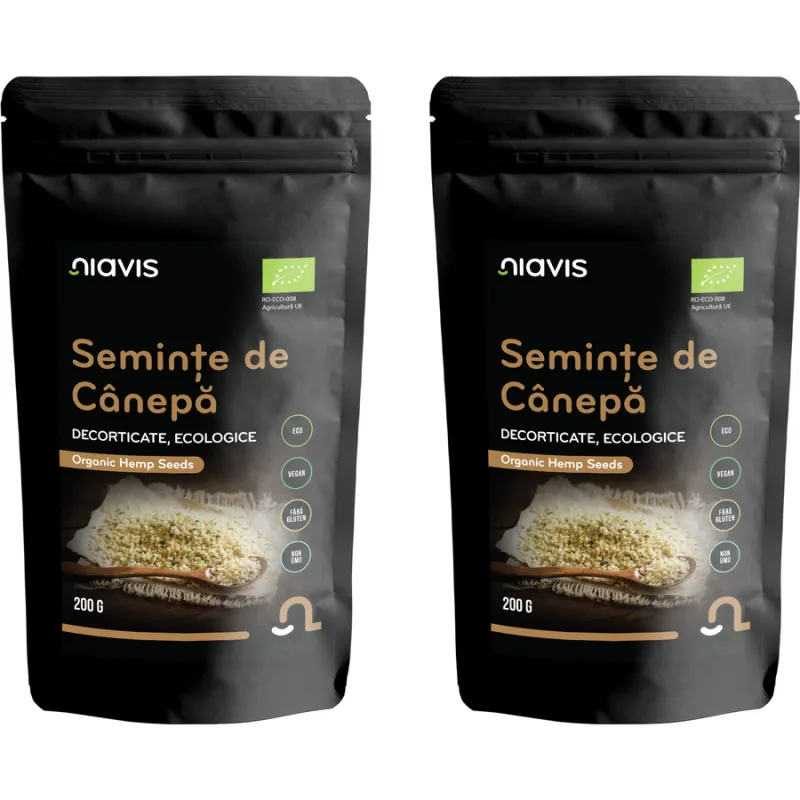 Pachet Seminte de Canepa Decorticate fara Gluten Ecologice/Bio 200g	 + 200g NIAVIS — preț și oferte