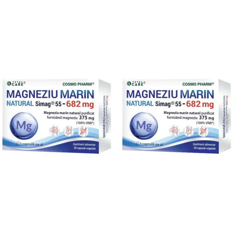 Pachet Magneziu Marin Natural Simag®55 682mg 30cps + 30cps COSMO PHARM — preț și oferte